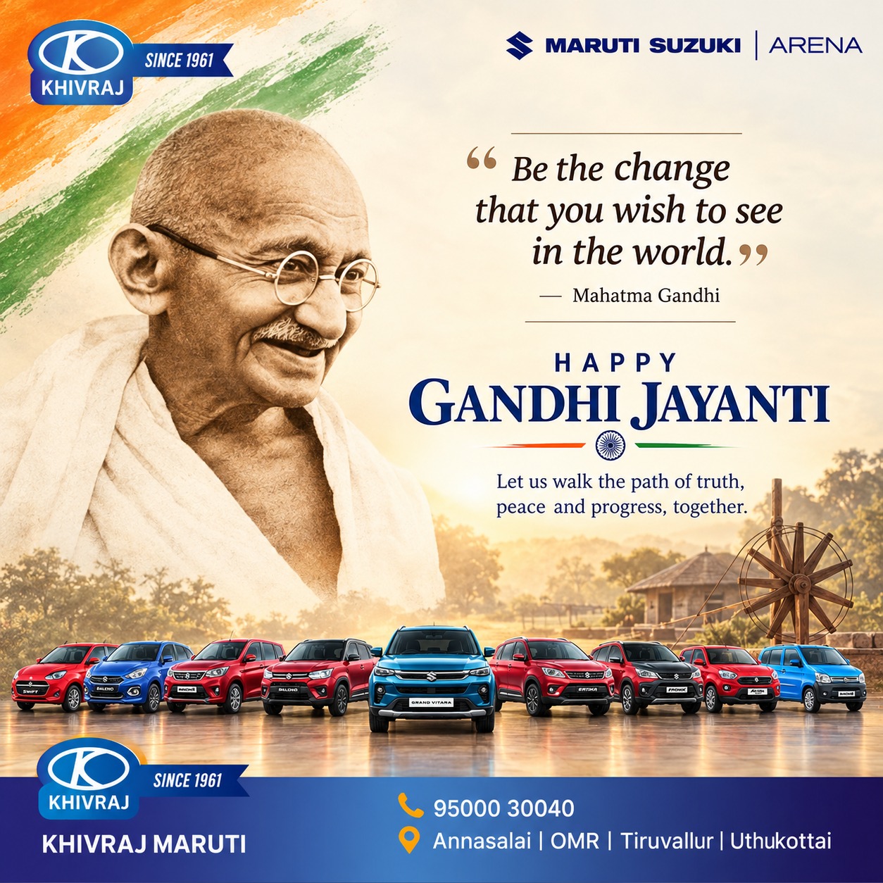 Happy Gandhi Jayanthi - Khivraj Motors 